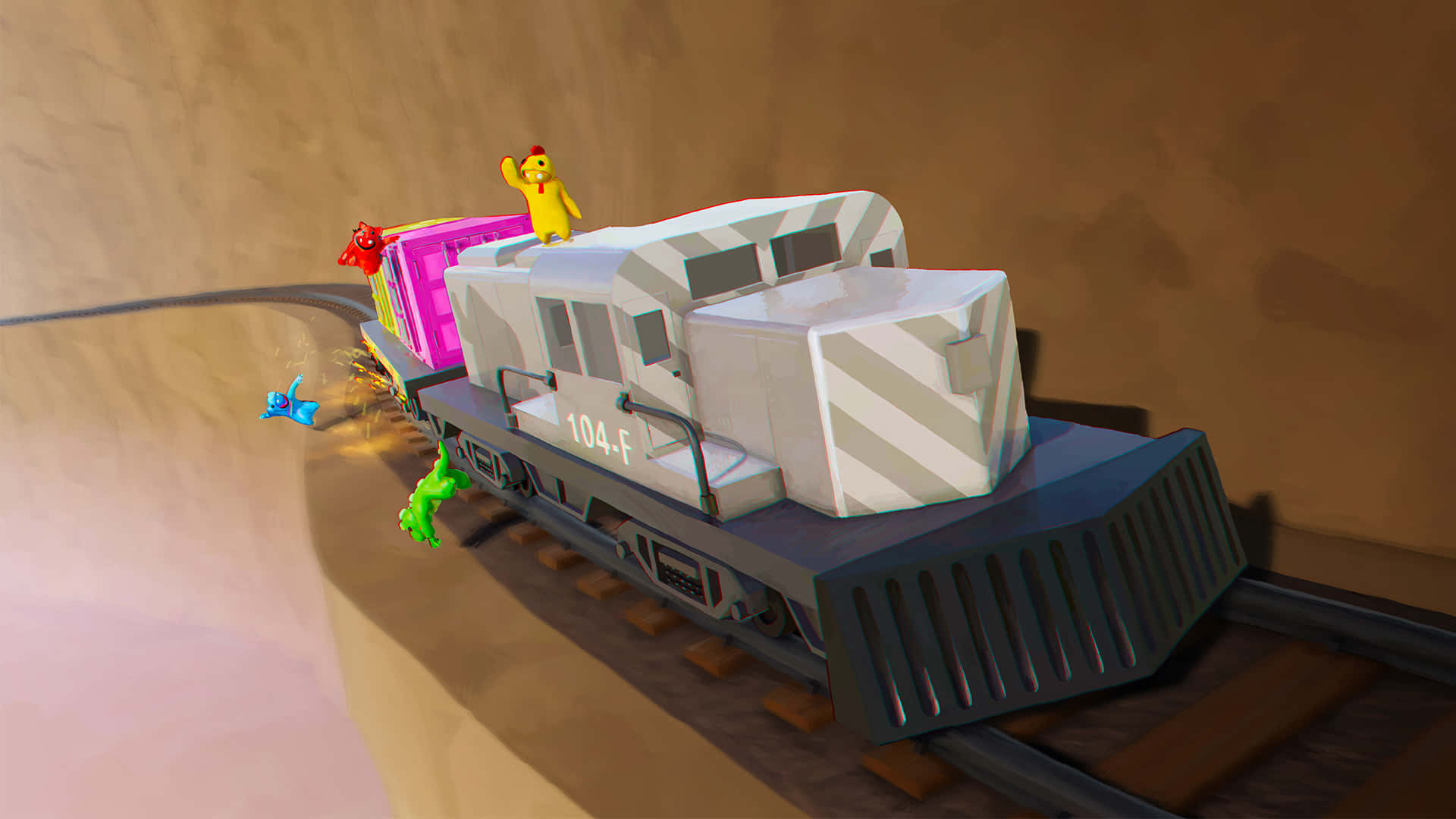 A Train Is Going Down A Mountain Wallpaper