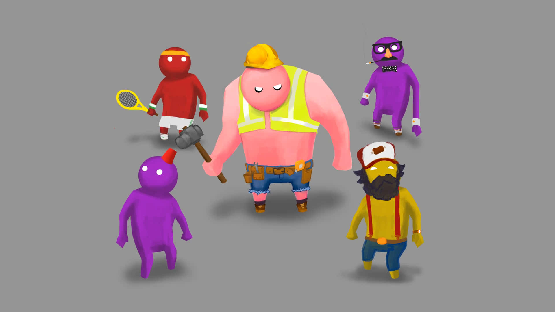 A Group Of Cartoon Characters With Tools And Tools Wallpaper