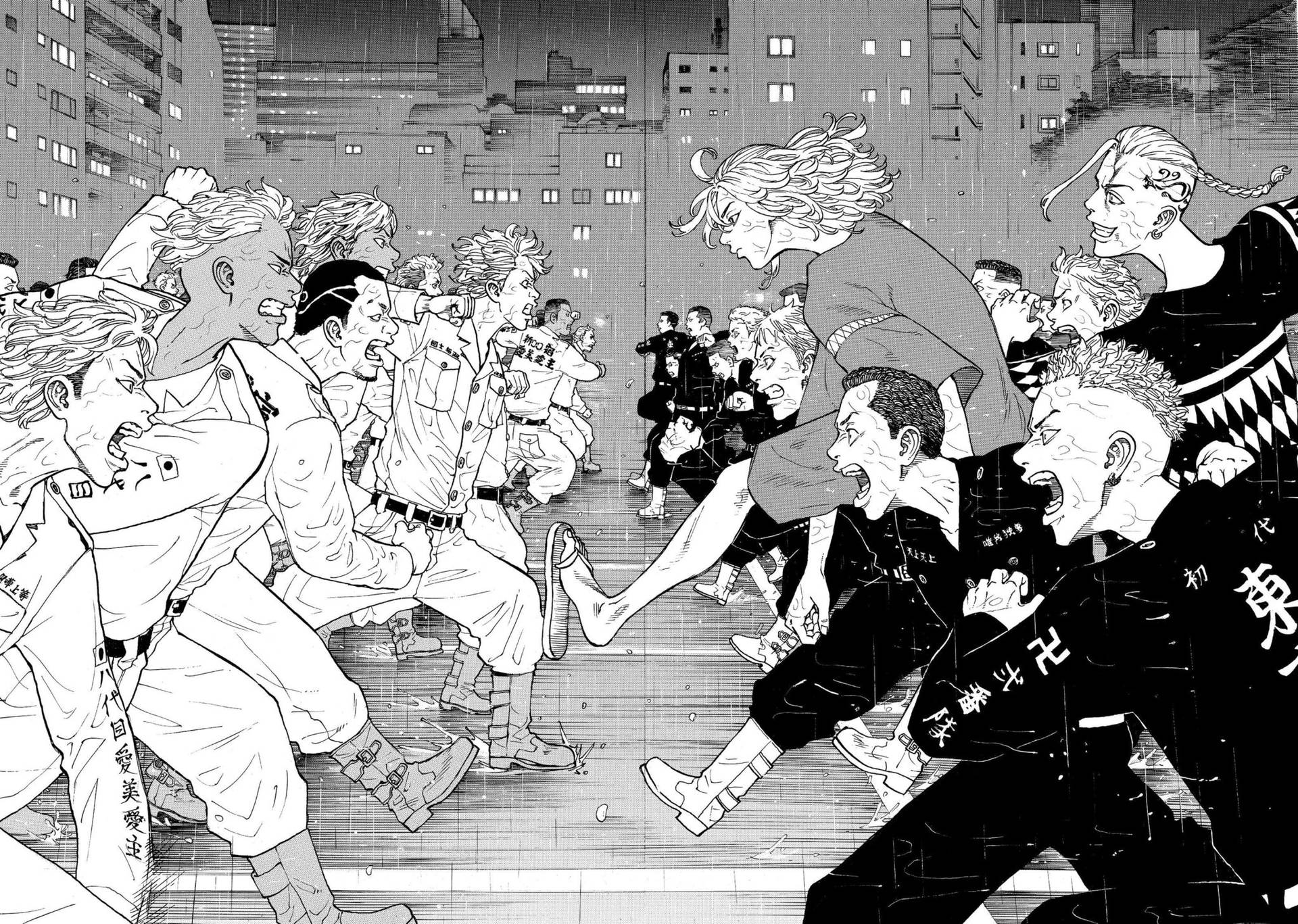 Kampfszenein Tokyo Revengers Manga. Wallpaper