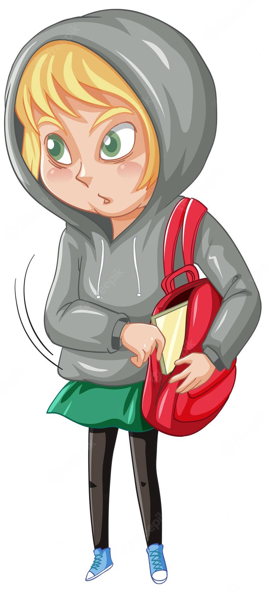 A Girl In A Hoodie Holding A Bag Wallpaper
