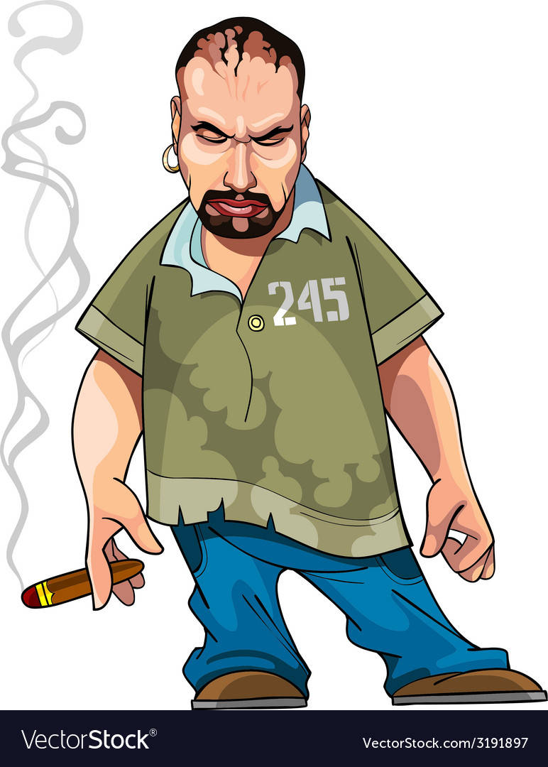 A Cartoon Man Smoking A Cigarette Vector Wallpaper