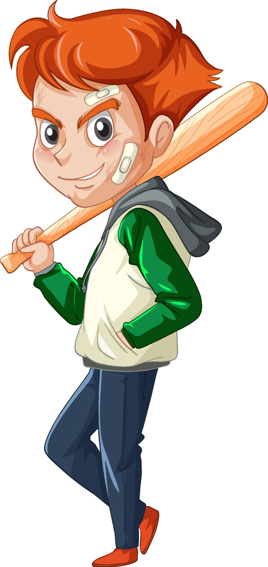 Cartoon Boy Holding A Baseball Bat Wallpaper