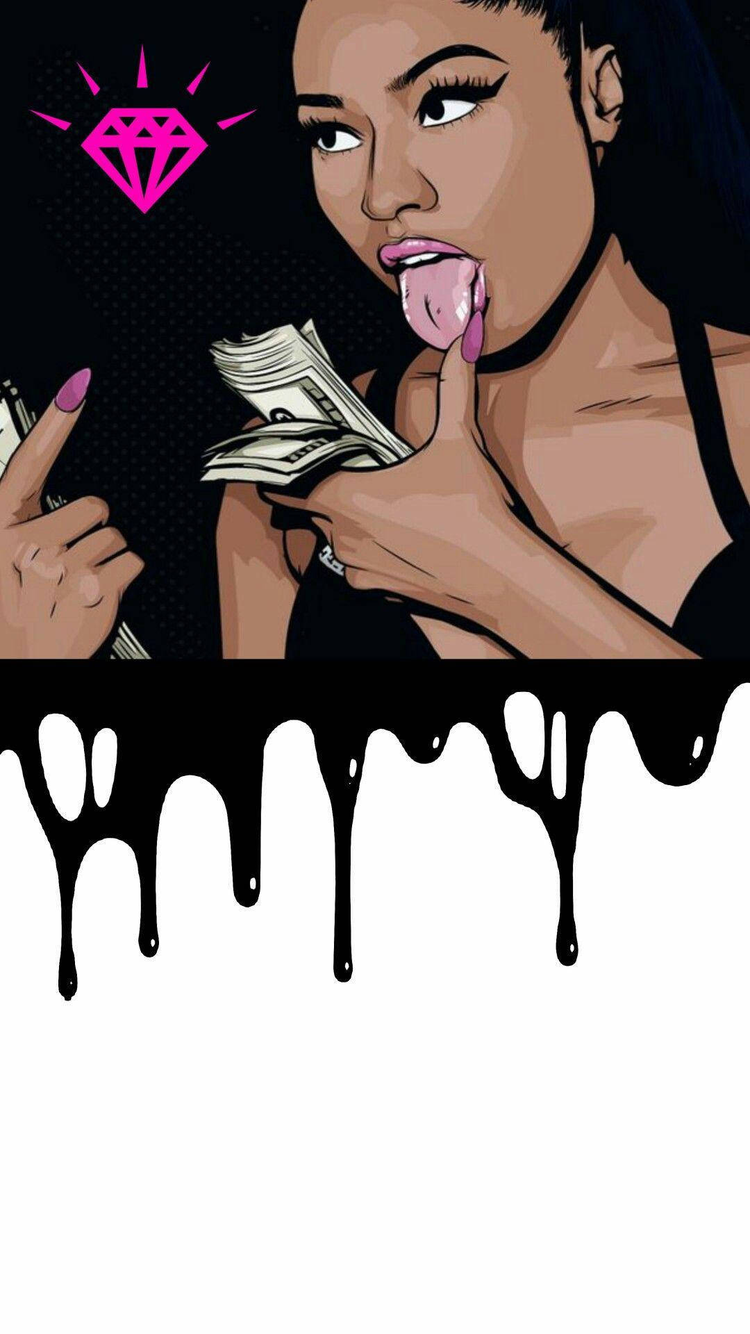 Nikki Minaj Gangsta Cartoon Art Wallpaper