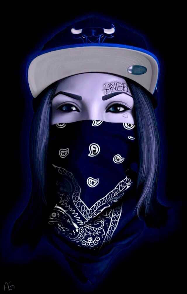 Gangster Girl With Blue Bandana Mask Wallpaper