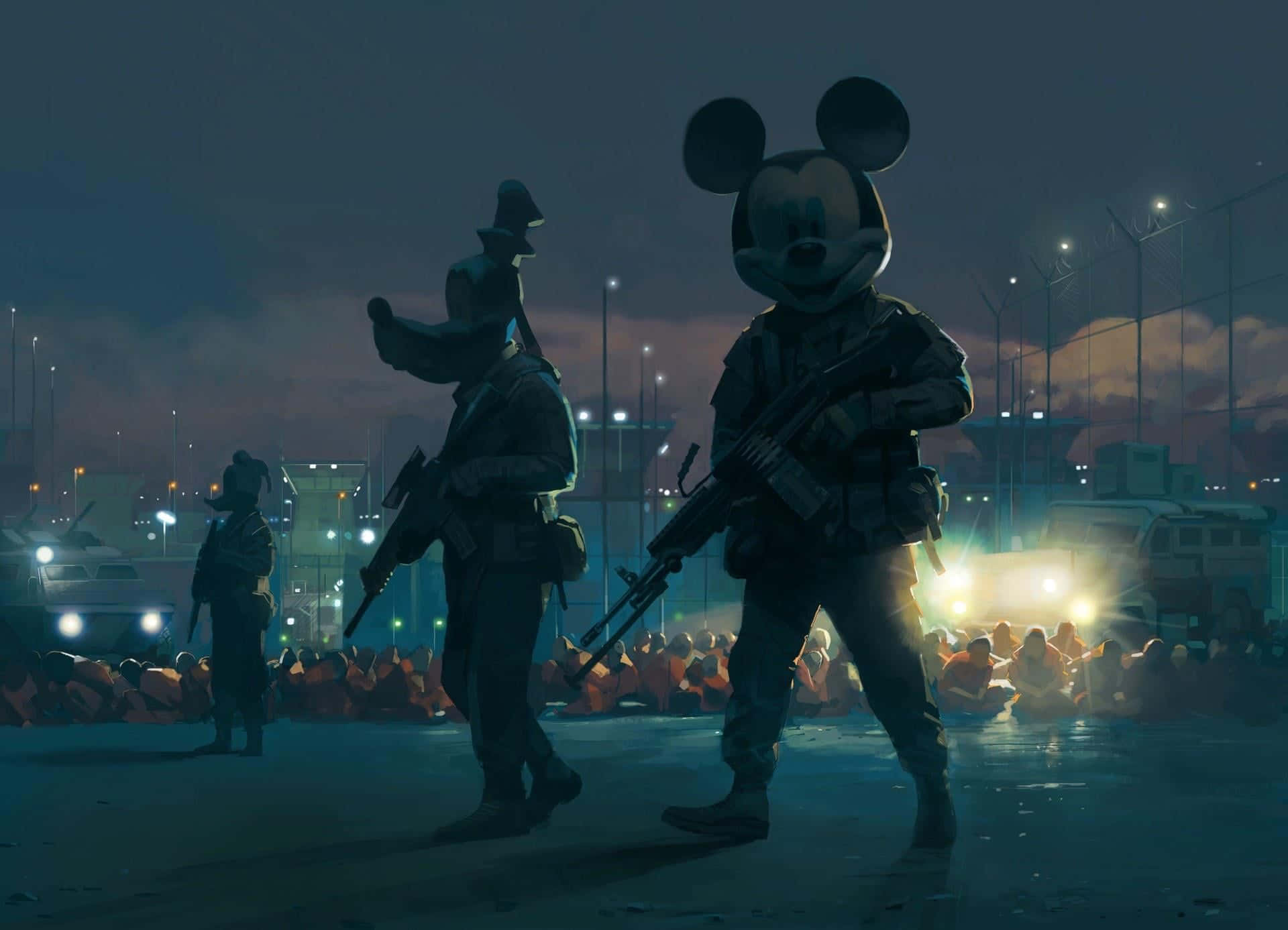 Gangster Mickey Mouse Kunstwerk Achtergrond