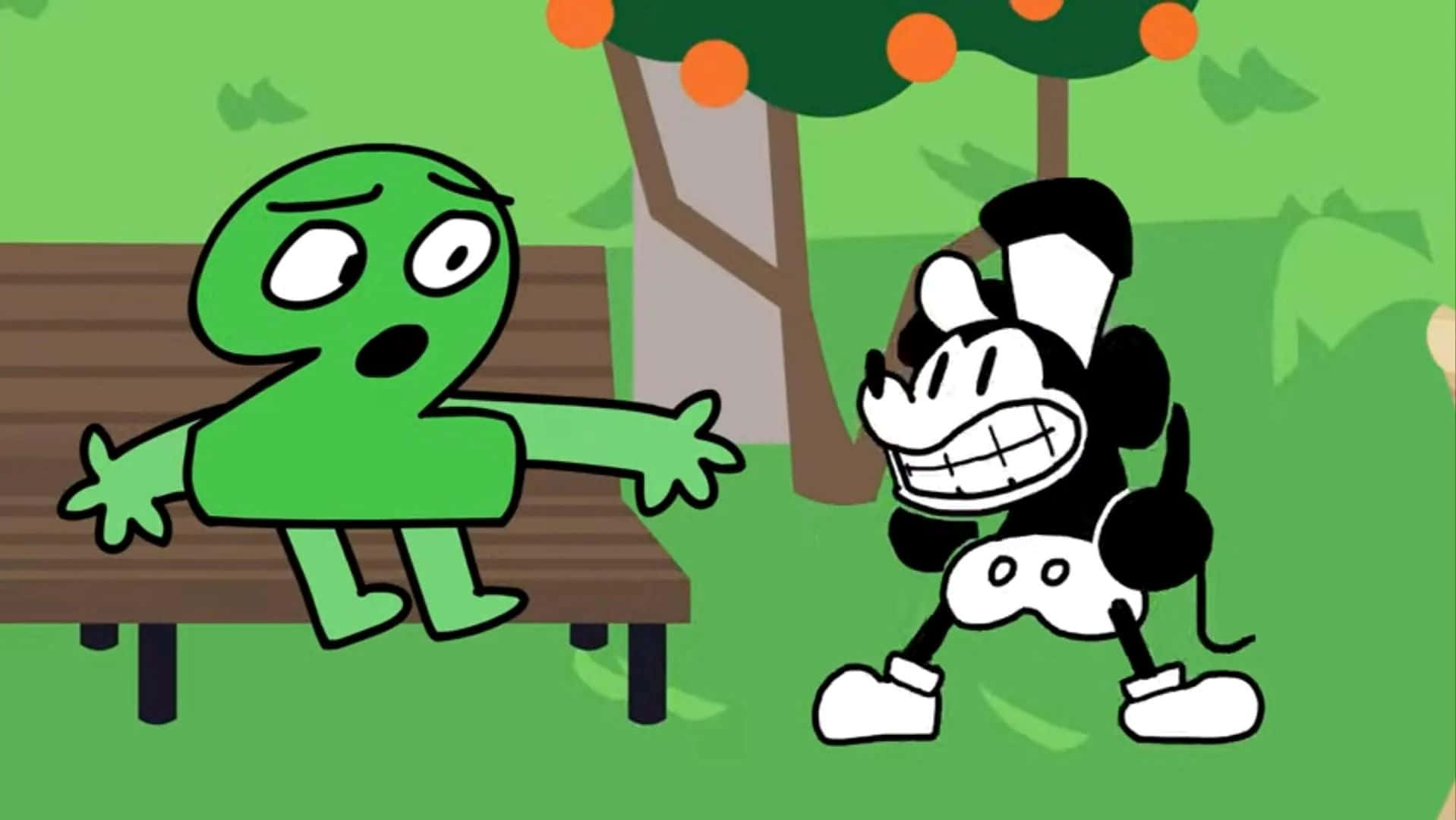 Gangster Mickey Mouse En Groene Personage Achtergrond