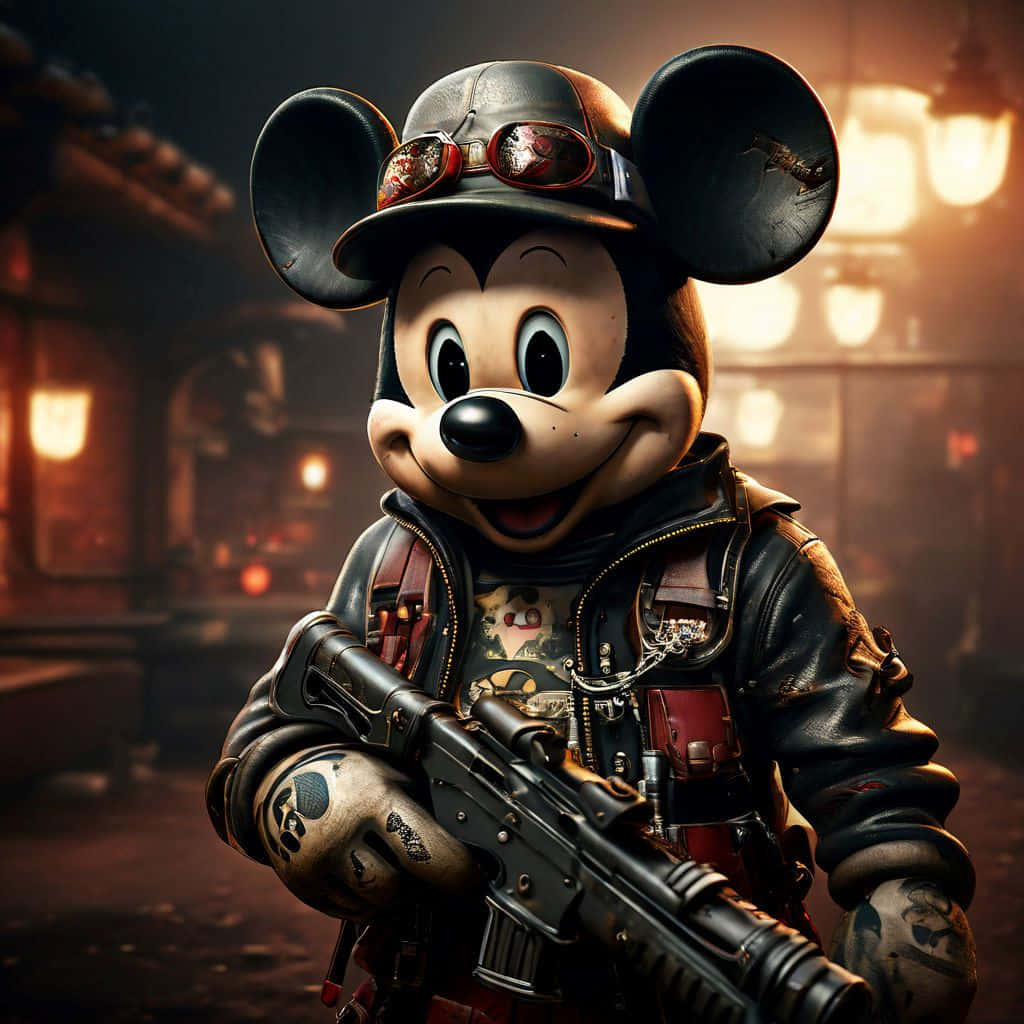 Gangster Mickey Mouse Met Gun Achtergrond