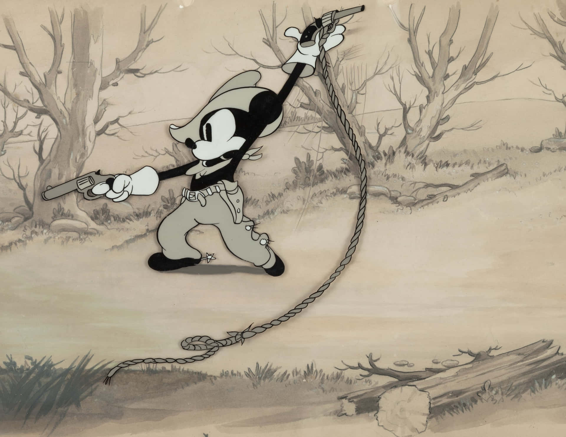 Gangster Mickey Mousewith Gunand Whip Wallpaper