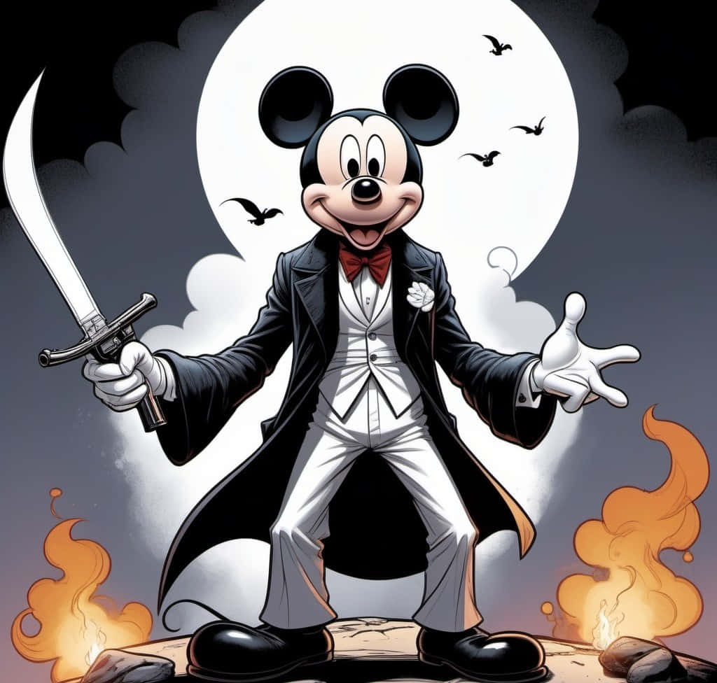 Gangster Mickey Mousewith Sword Wallpaper