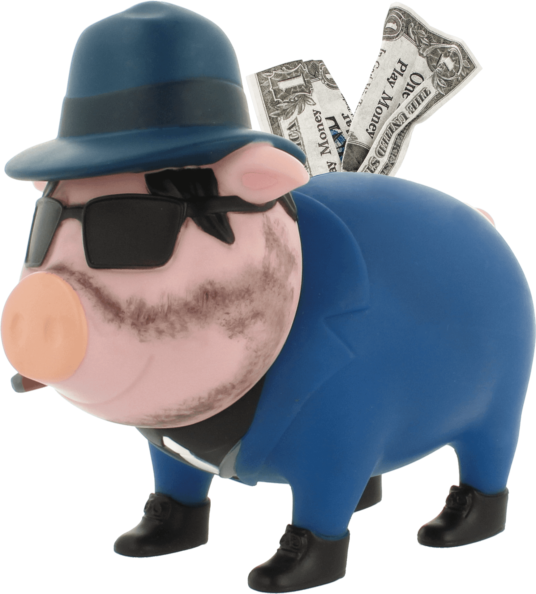 Gangster Piggy Bankwith Cash PNG