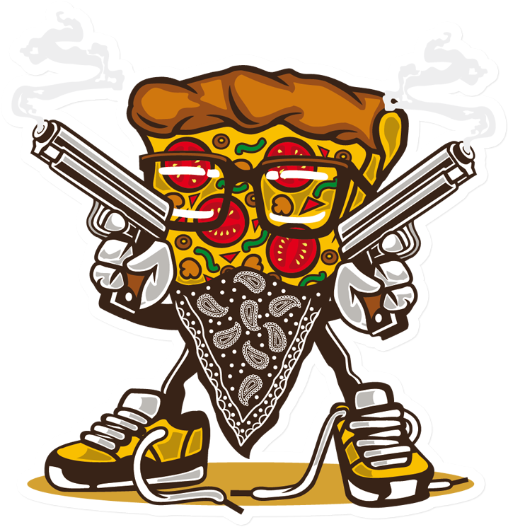 Gangster Pizza Character Art PNG