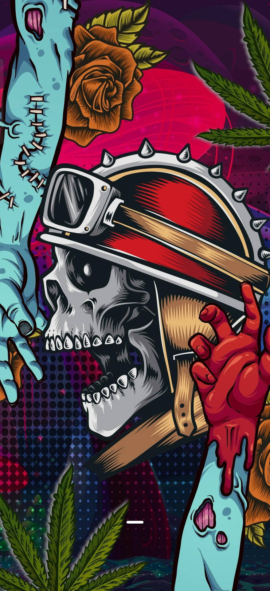 Colorful Painting Of A Gangster Skeleton Wallpaper