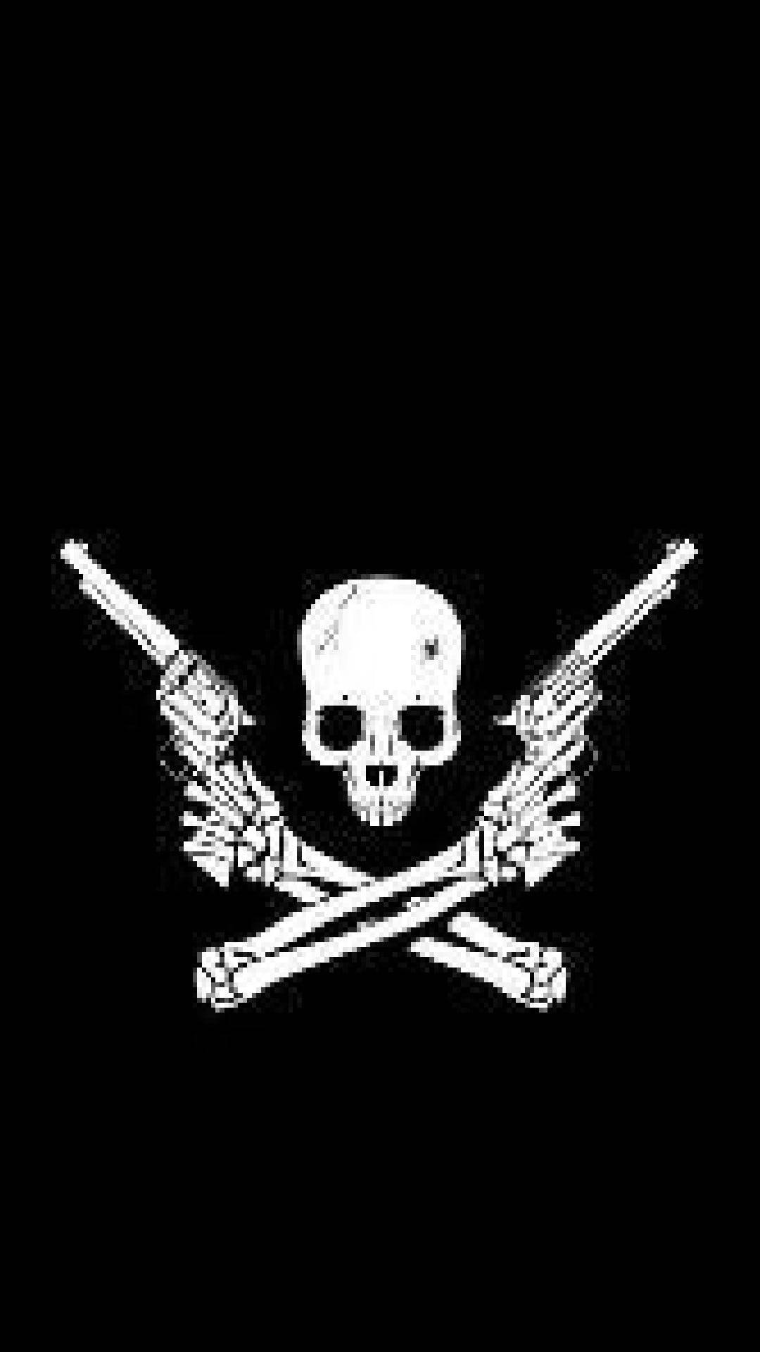 Gangster Skeleton Holding Guns Wallpaper