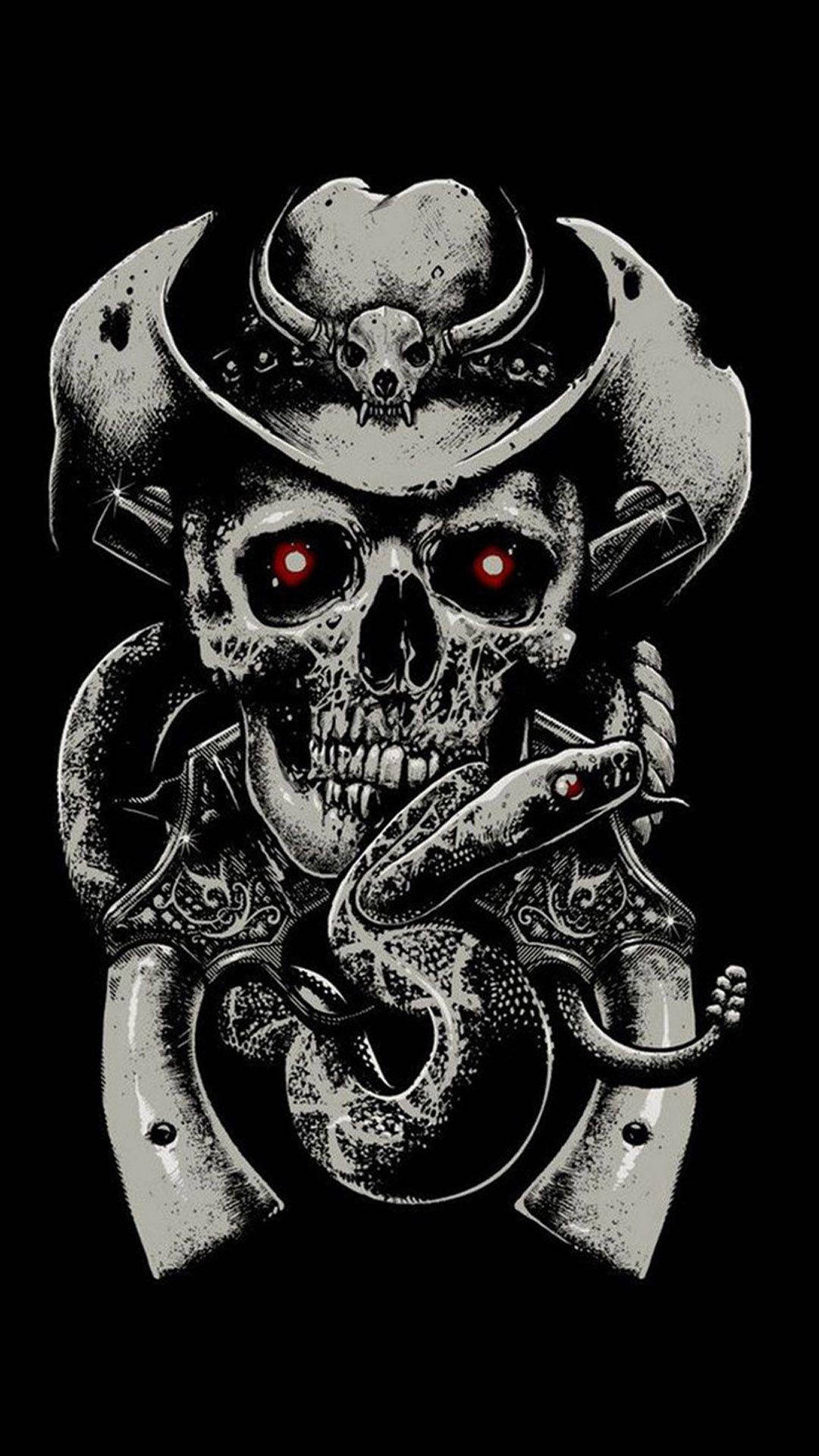 A Skull With A Snake On His Head Wallpaper