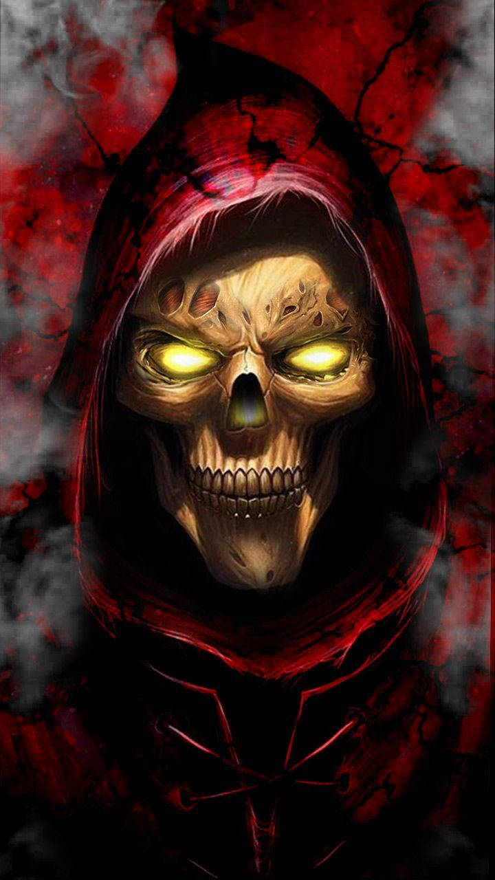 Gangster Skeleton Wearing Red Hood Wallpaper