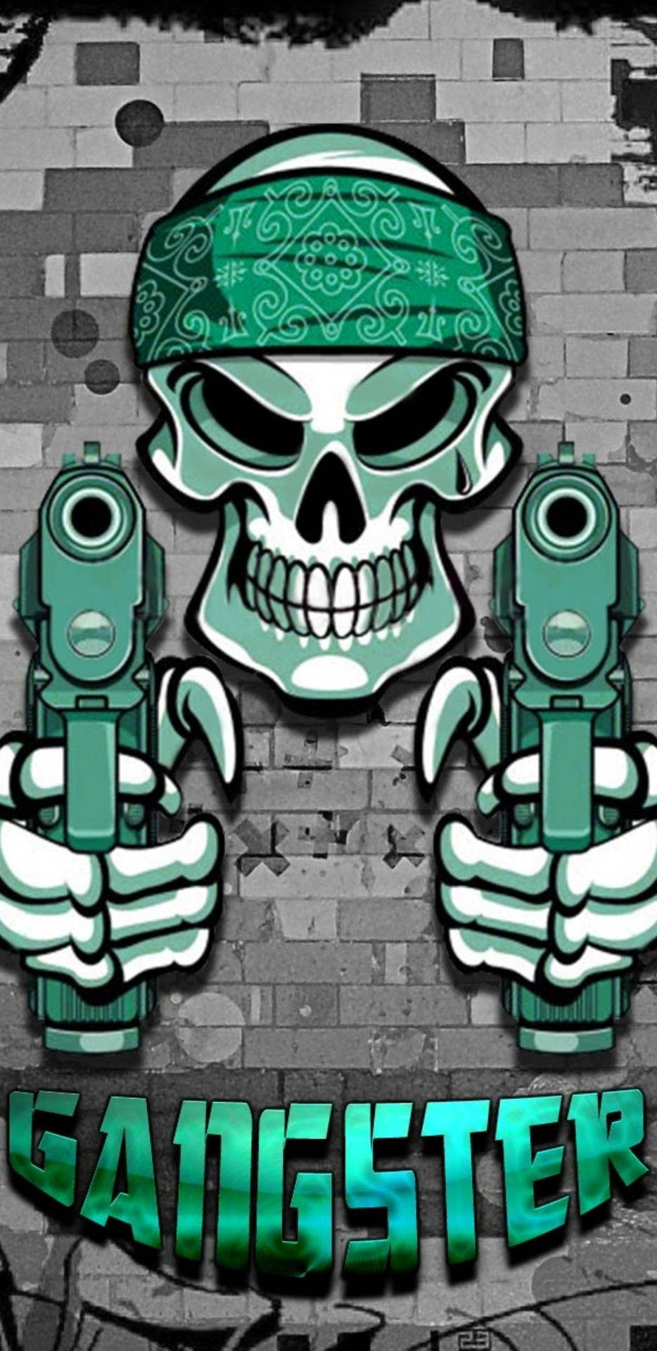 Green Gangster Skeleton Poster Wallpaper