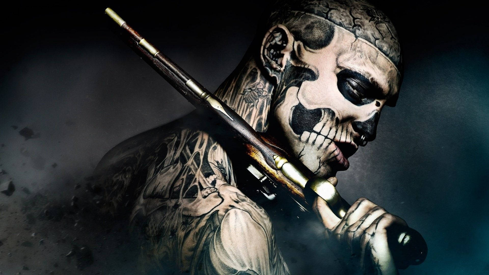Gangster Skeleton With Tattoos Wallpaper
