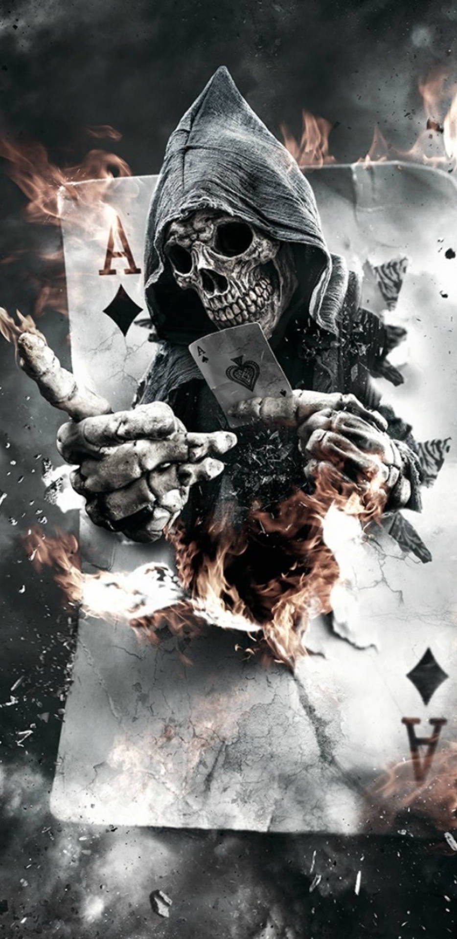 Gangster Skull With Cards Wallpaper