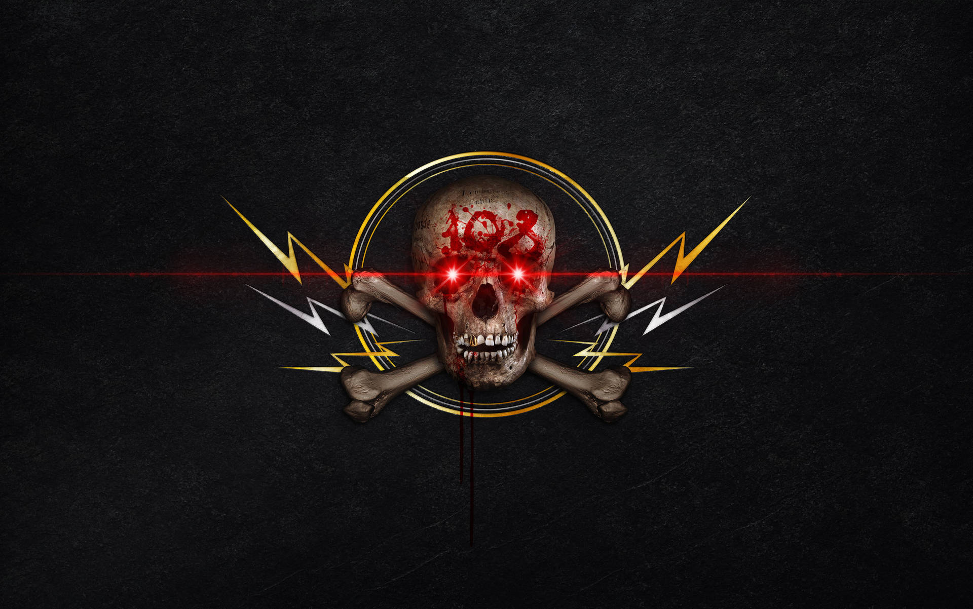 Gangster Skull With Glowing Red Eyes Wallpaper