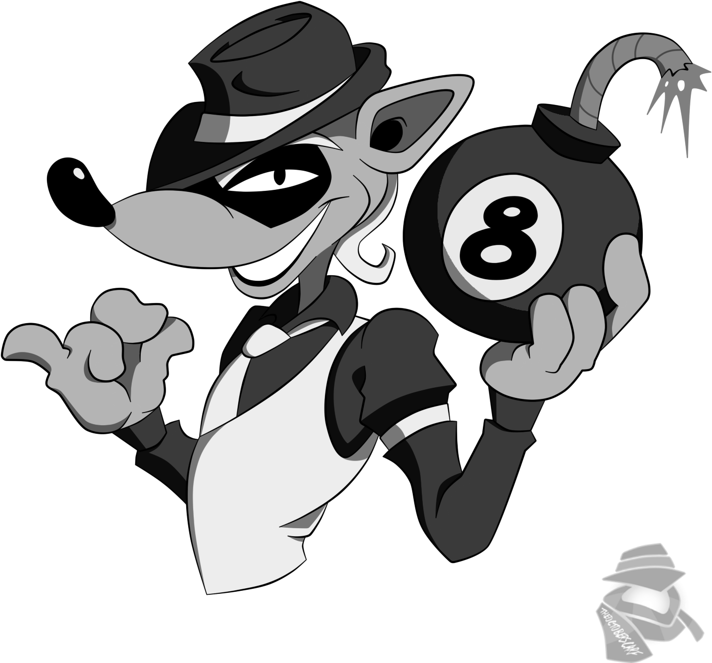 Gangster Wolfwith Eight Ball Bomb PNG