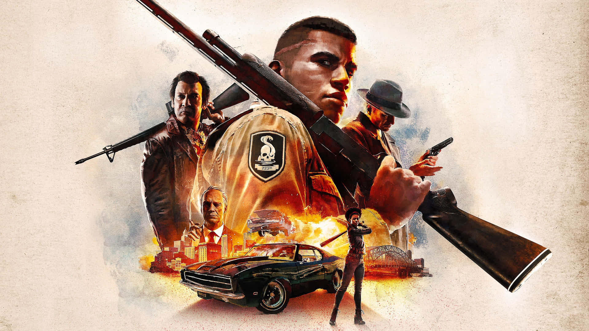 Mafia Iii Gangsters With Guns In Game Poster Wallpaper