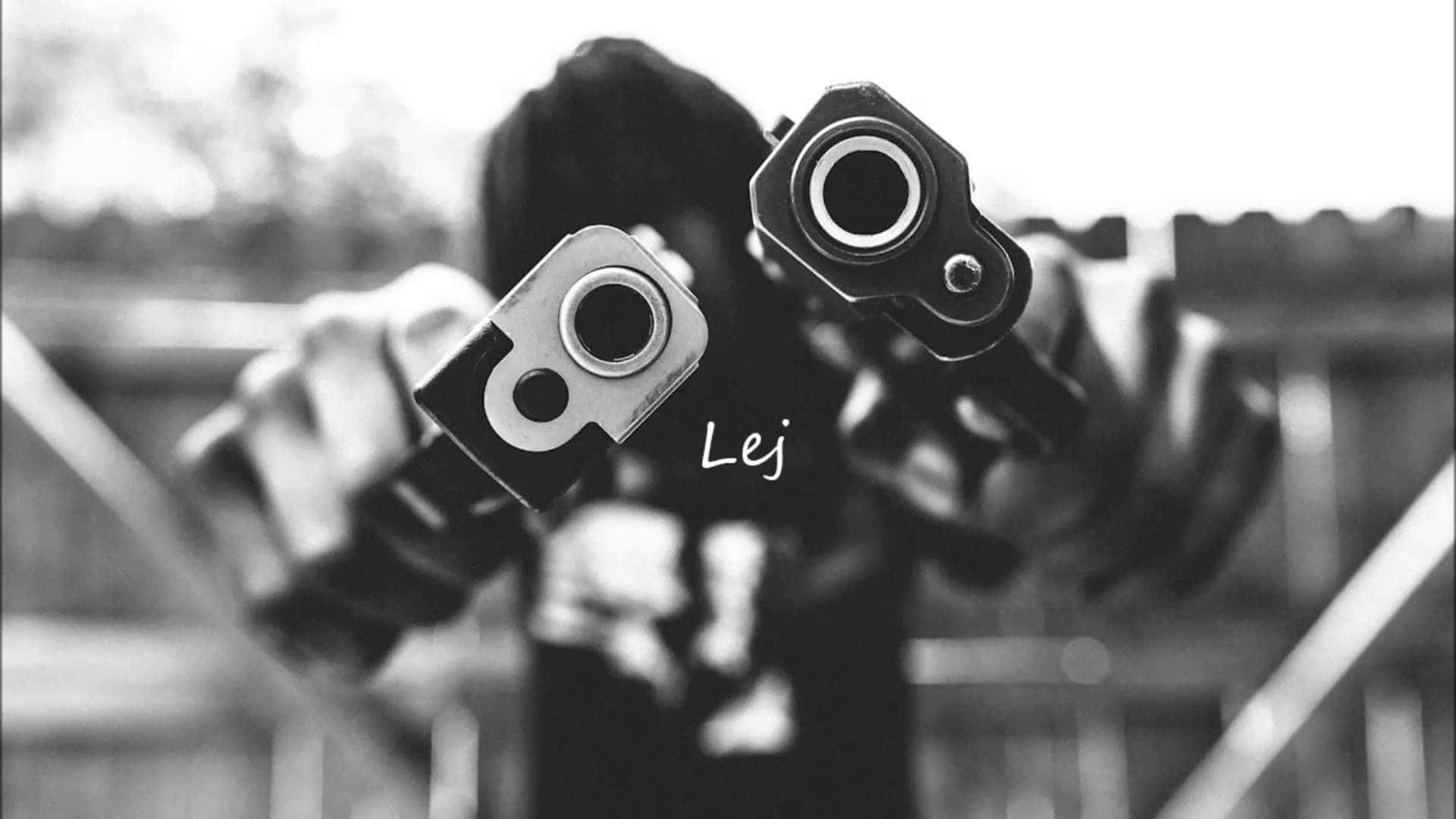 Greyscale Gangsters With Guns Pointing Wallpaper