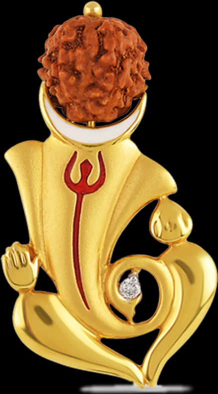 Ganpati Gold Pendant Design PNG