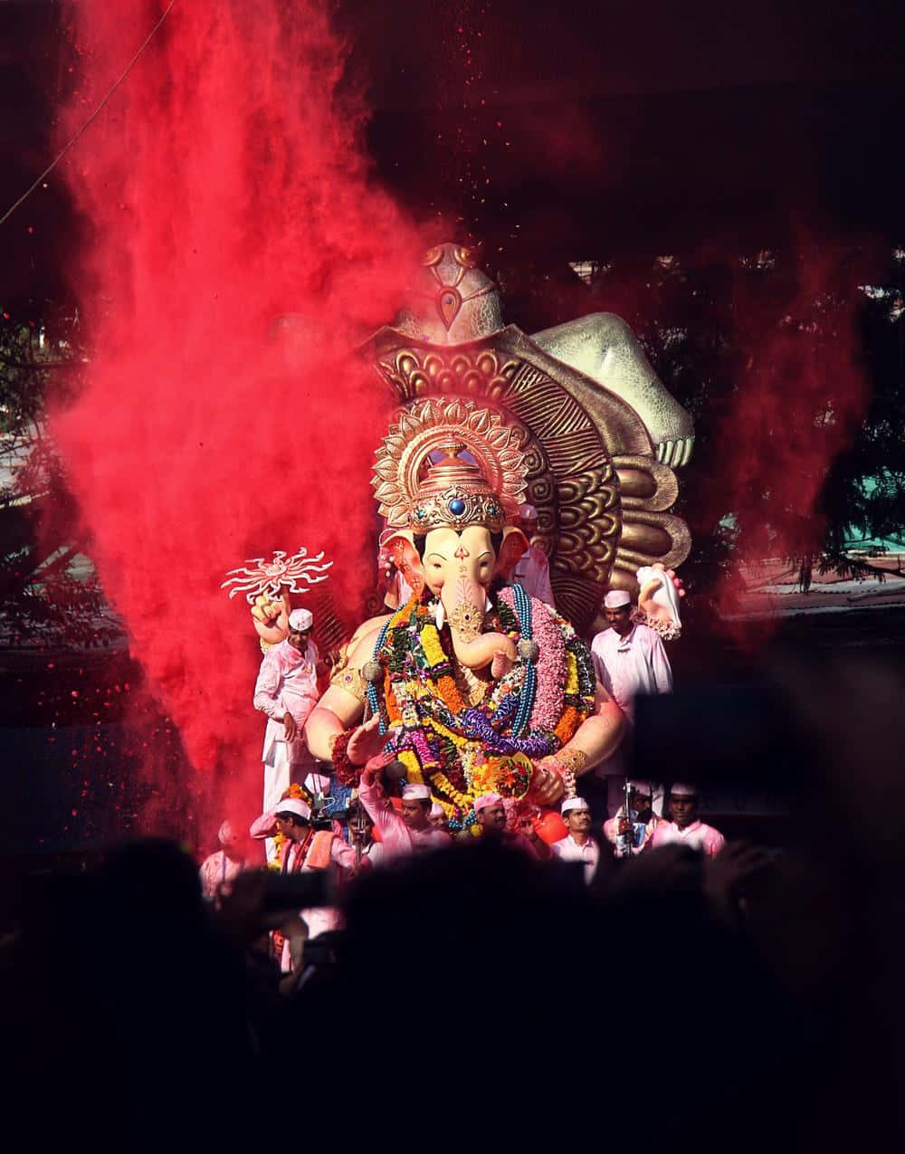 Ganpati Bappa With Red Smoke Picture