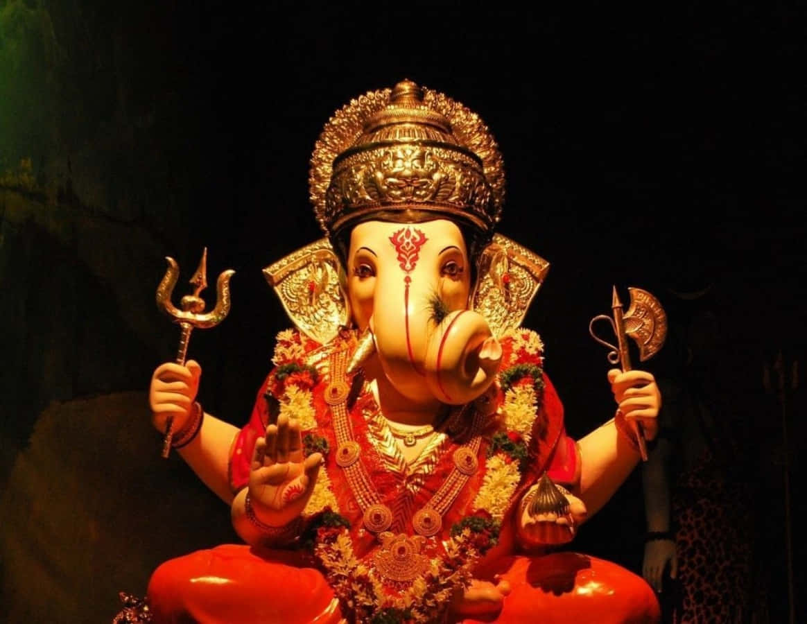 Ganesha Bappa i et mørkt omgivelsesbillede tapet