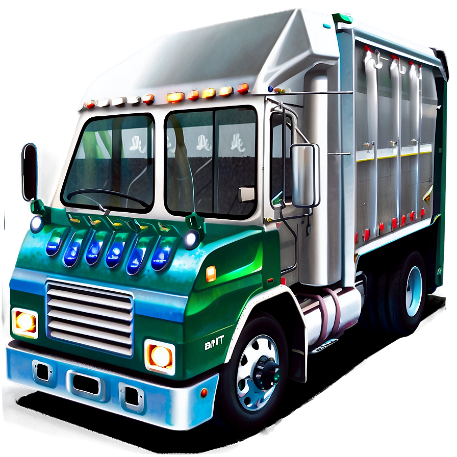 Garbage Truck With Lights Png Hnp PNG