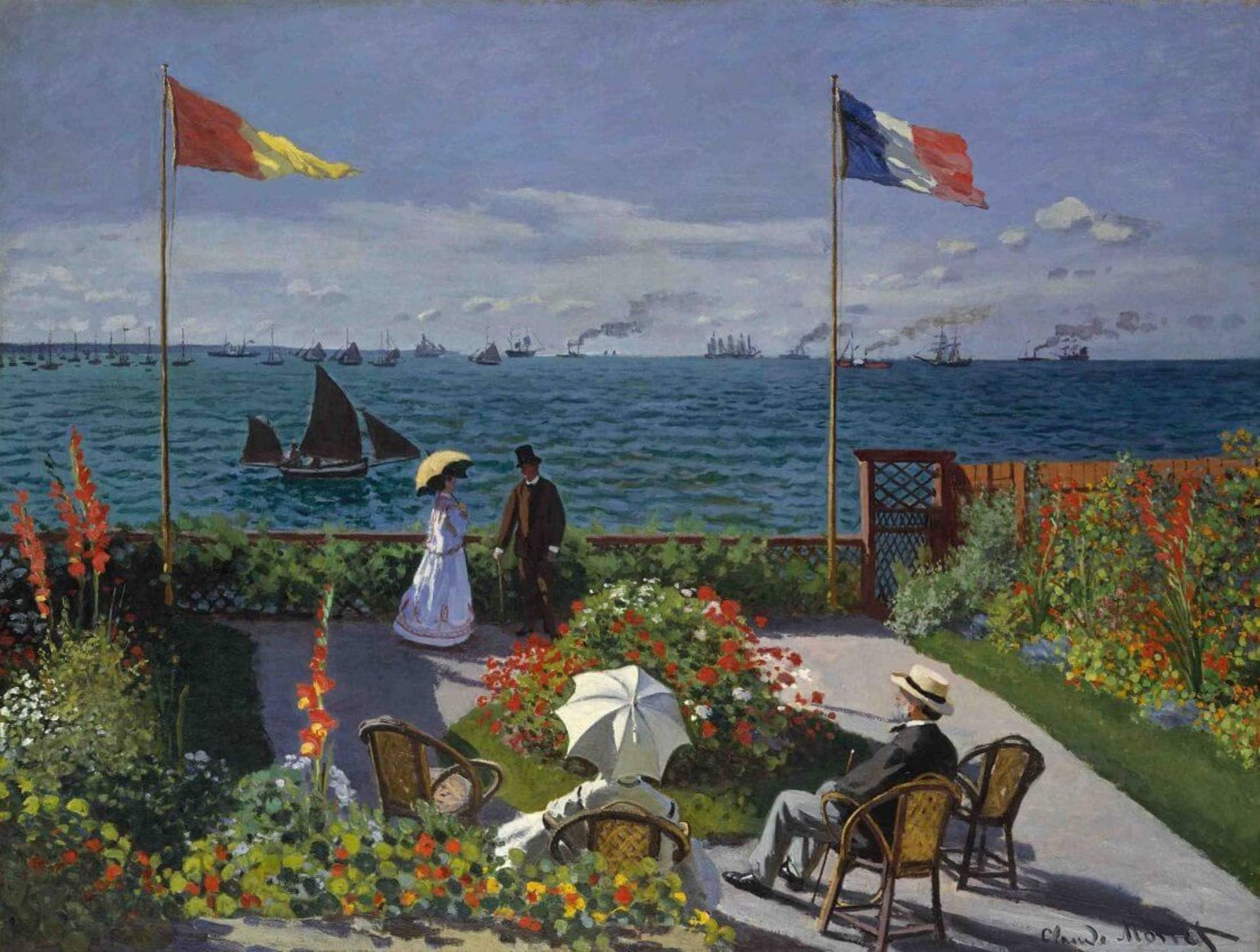 Garden At Sainte-Adresse By Claude Monet Wallpaper