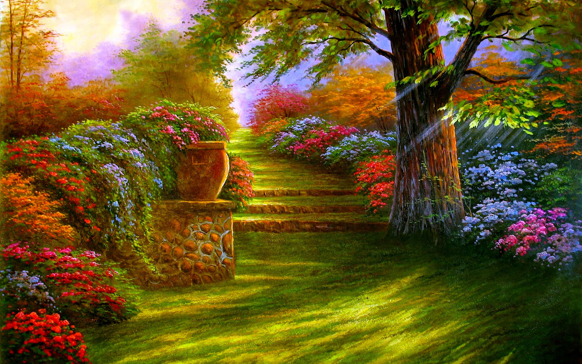 Tranquil Garden Oasis Wallpaper
