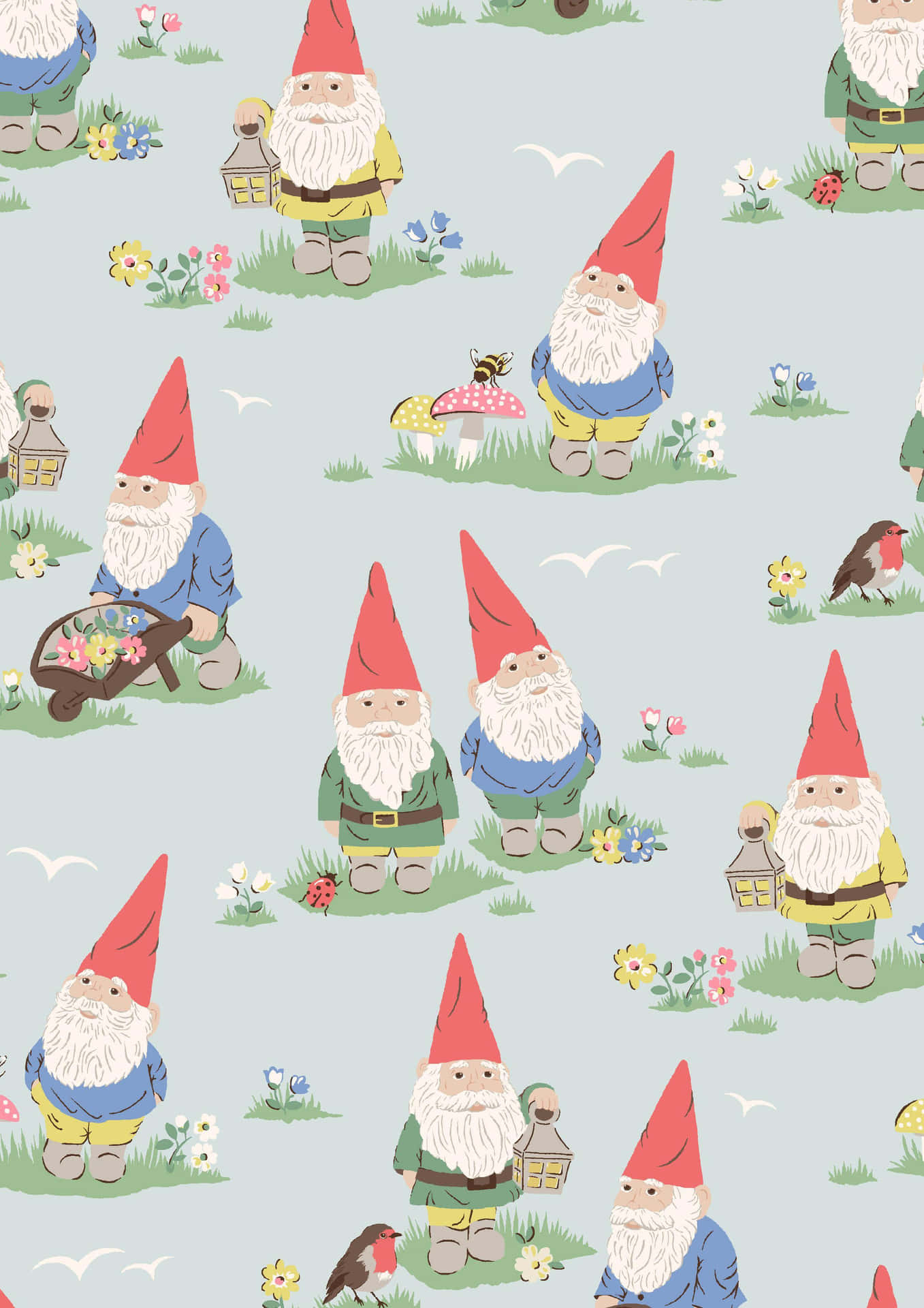 Garden Gnome Pattern Wallpaper