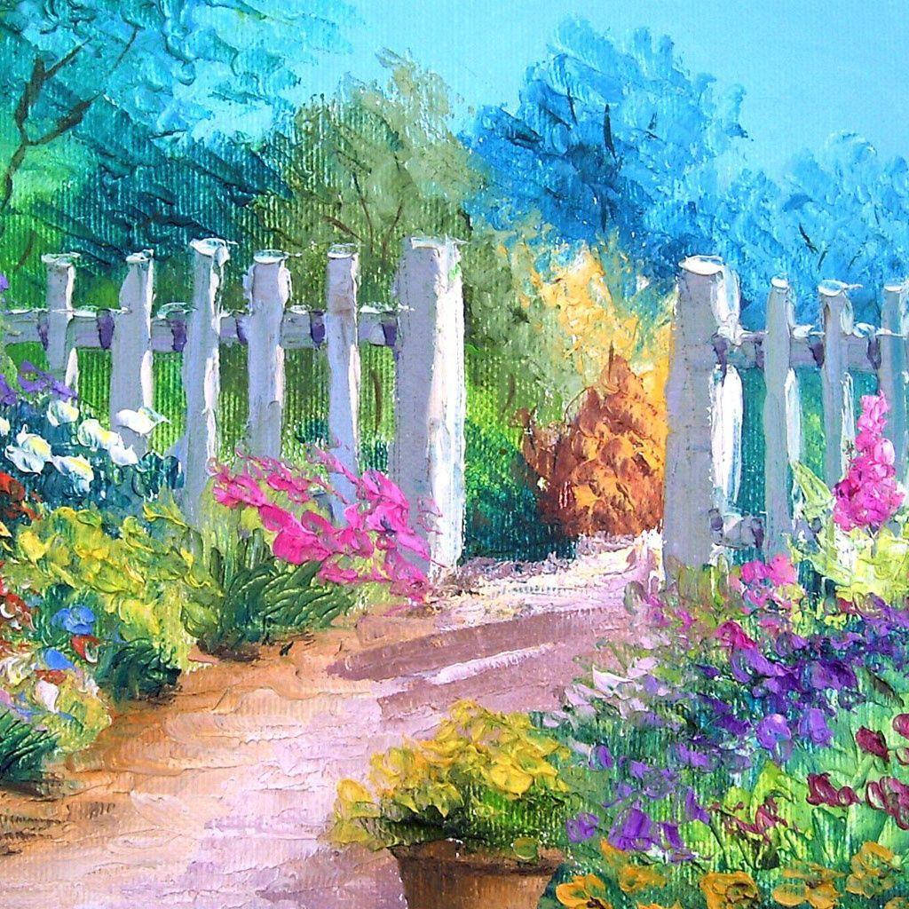Garden Pathway Paint Art Wallpaper