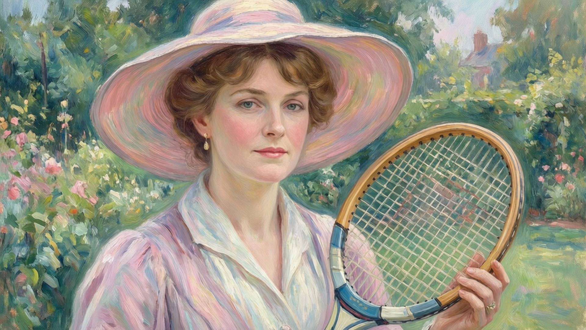 Impressionist painting of Molla Mallory in garden