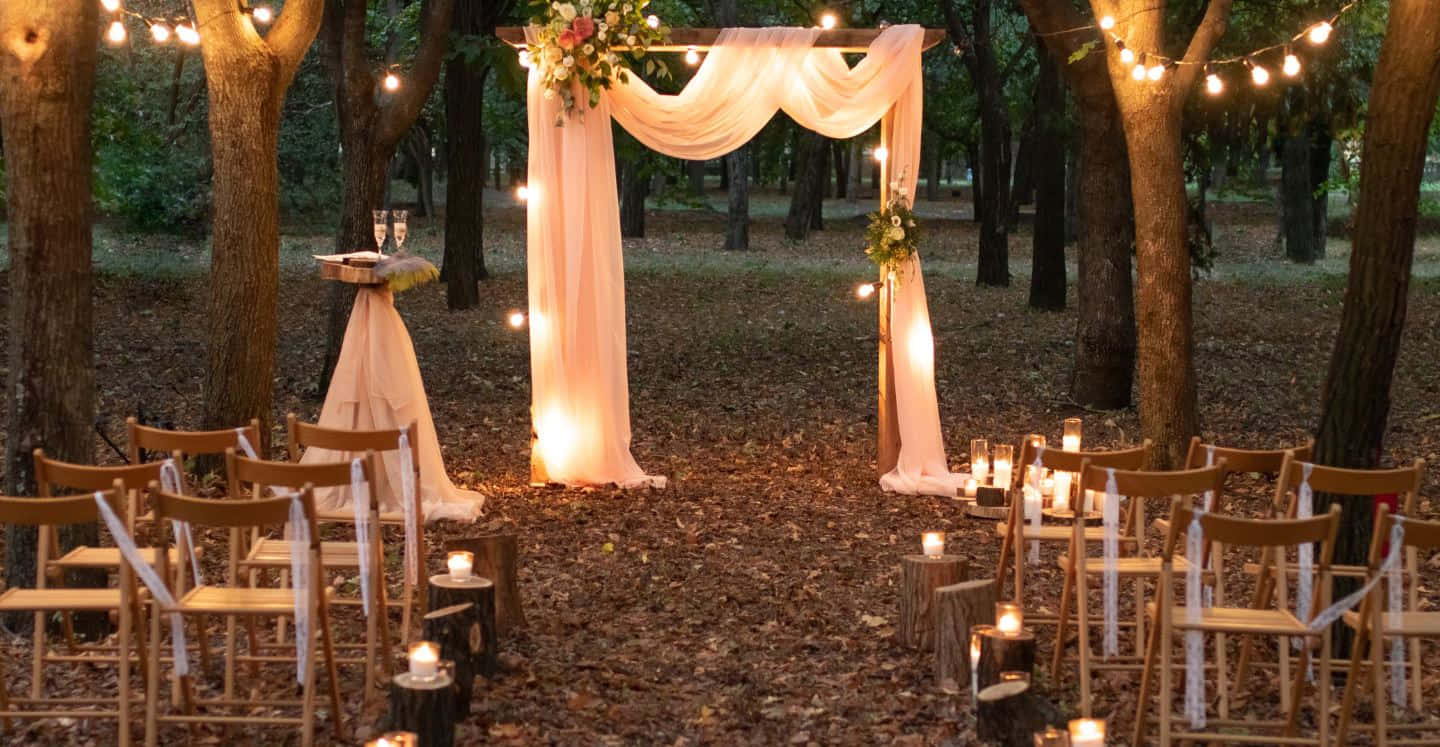Enchanting Garden Wedding Ceremony Setup Wallpaper