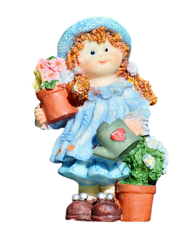 Gardening Girl Figurine PNG