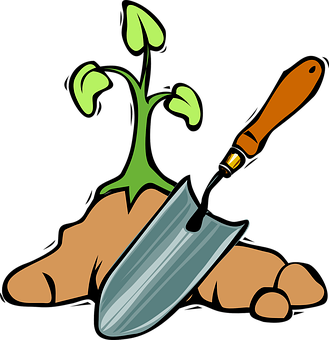 Gardening Spadeand Seedling Graphic PNG