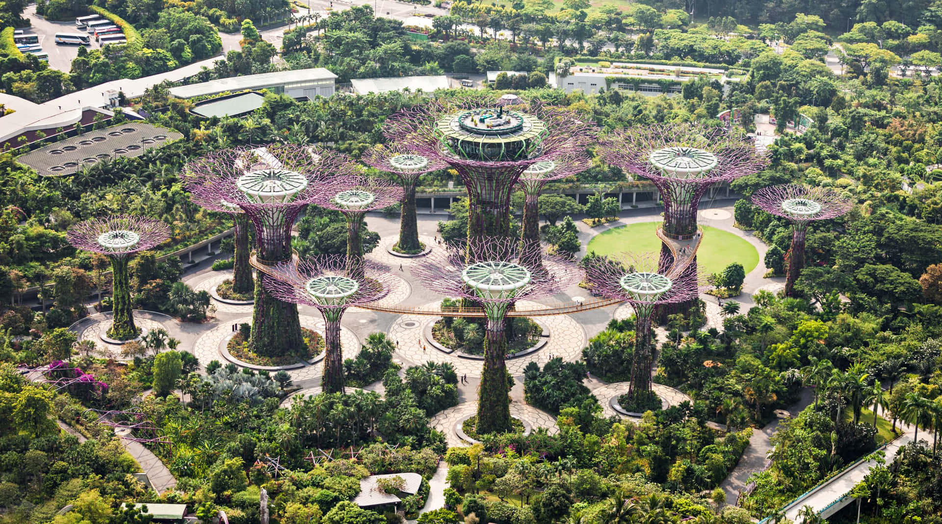 Gardens By The Bay Supertree Grove Aerial View.jpg Wallpaper