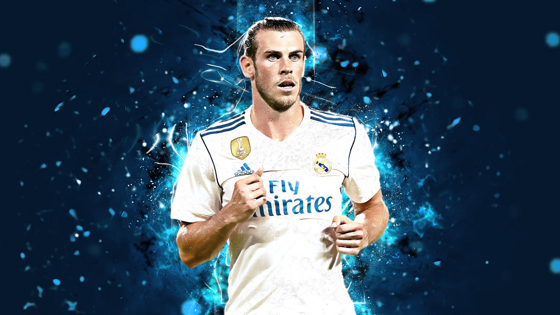 Gareth Bale In Digital Blue Wallpaper