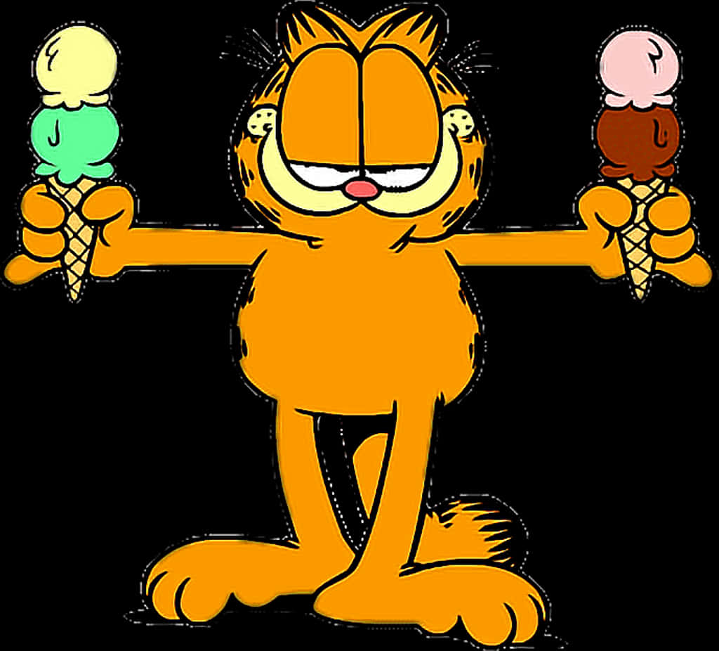 Download Garfield Holding Ice Cream Cones