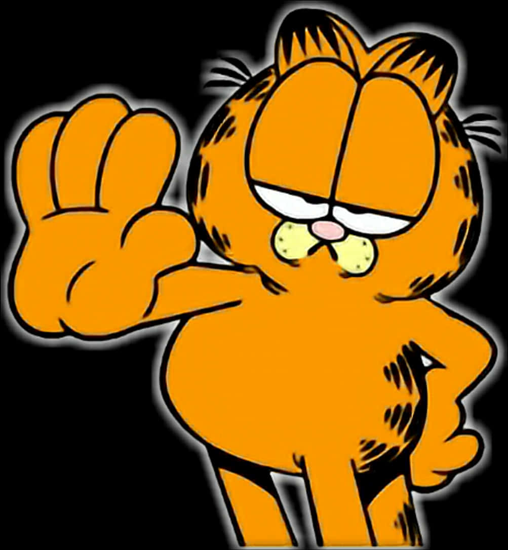 Garfield Peace Sign Gesture PNG