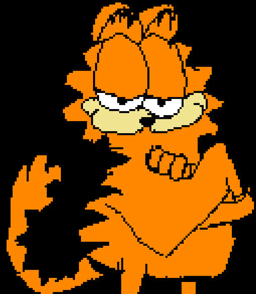 Garfield Pixel Art Classic Pose PNG
