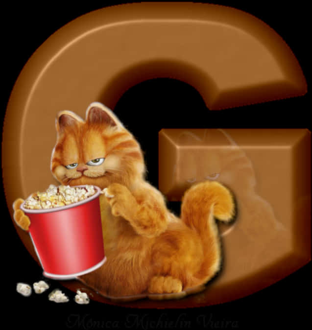 Garfield Popcorn Movie Night PNG