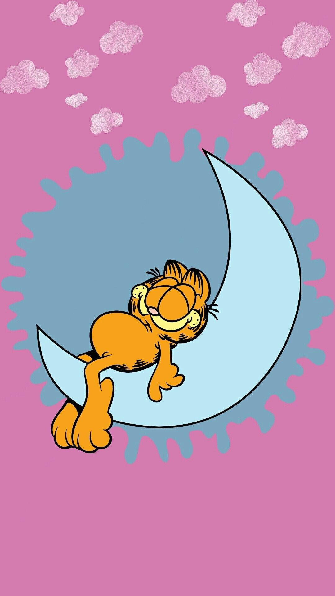 Garfield Sleeping On The Moon Wallpaper