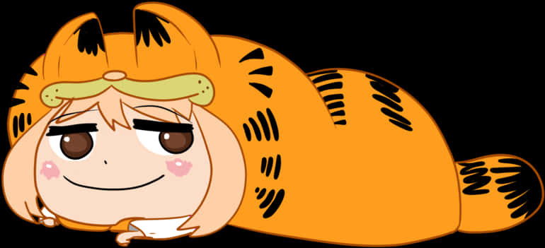 Garfield_ Anime_ Style_ Character PNG