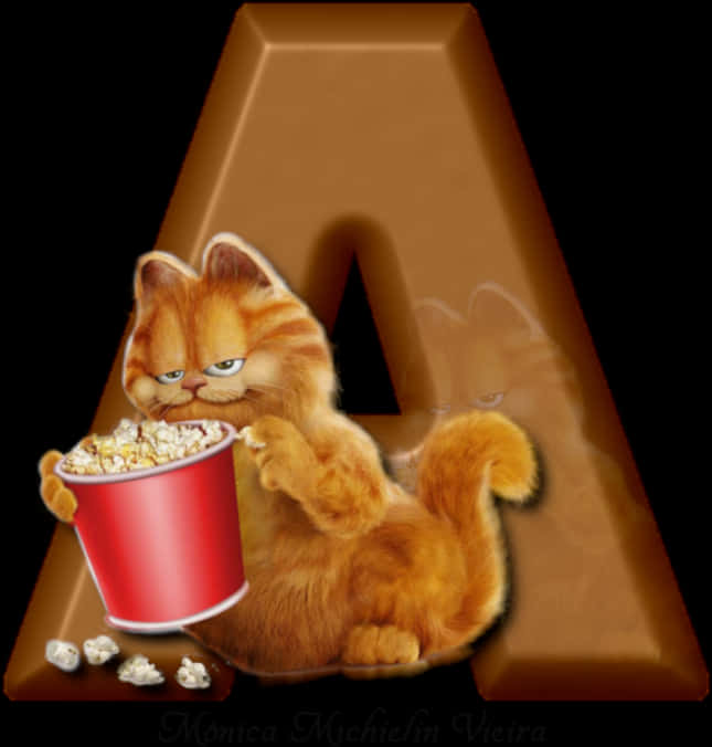 Garfield_ Enjoying_ Popcorn_ Artwork PNG