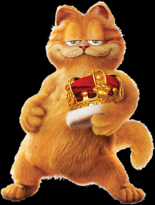 Garfield_ Holding_ Crown PNG