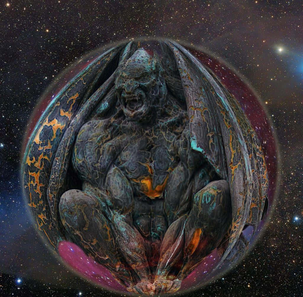 A Demon Sitting In A Sphere With Stars