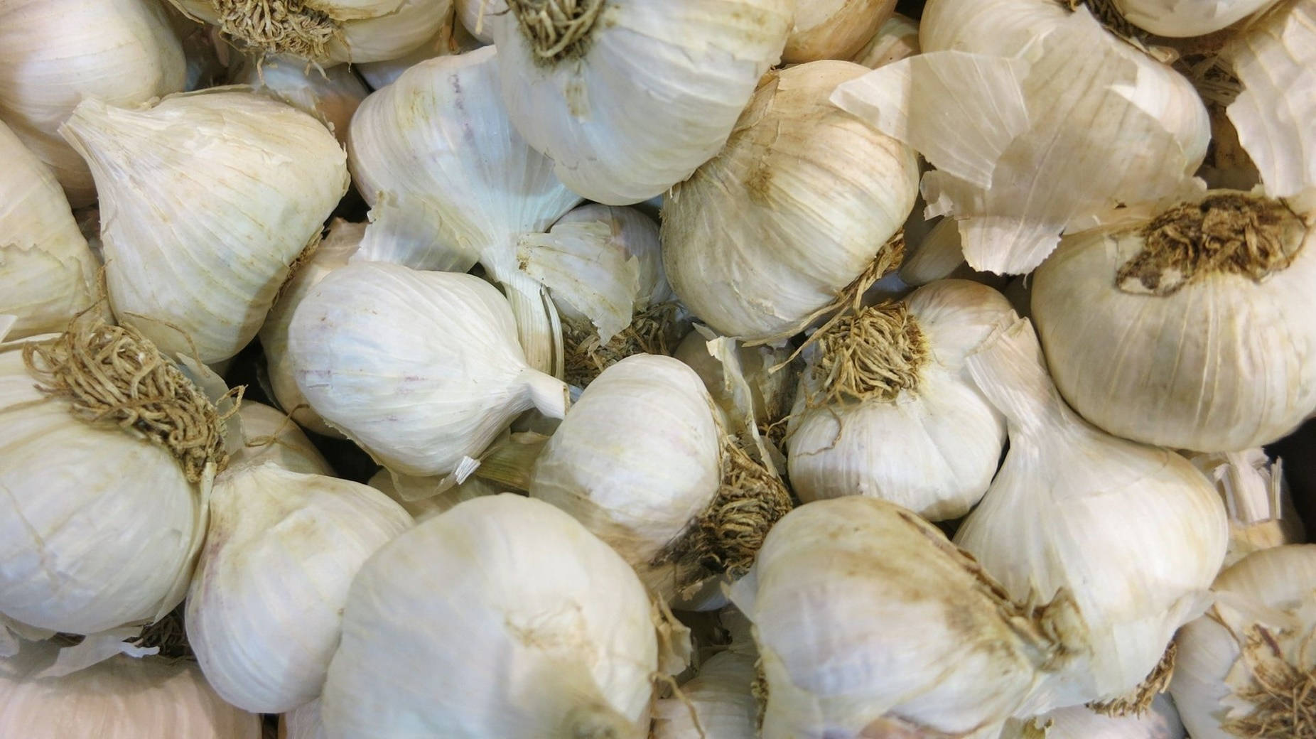 Garlic Vegetable Herb Pile Top View Wallpaper